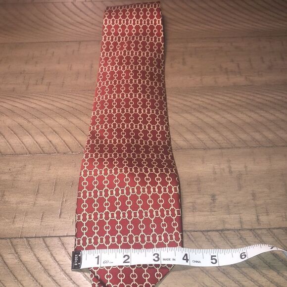 Vintage St Loren Silk Gold Chainlink Print Tie. Made in Italy 🇮🇹 WOW in Red! - Picture 8 of 10